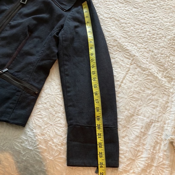 Fabulous dark gray jacket with brown zipper detail around collar and down front - Picture 12 of 16